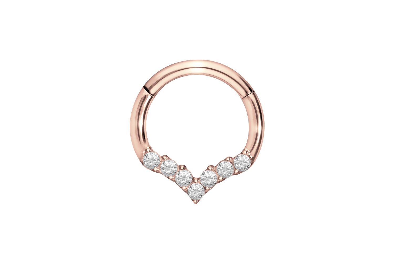 PIERCINGLINE Nasenpiercing Titan Segmentring Clicker SPITZ + EINGEFASSTE KRISTALLE Ohrpiercing (Clicker, 1-tlg), Ohrpiercing für Conch, Helix, Tragus, Daith, Lobe