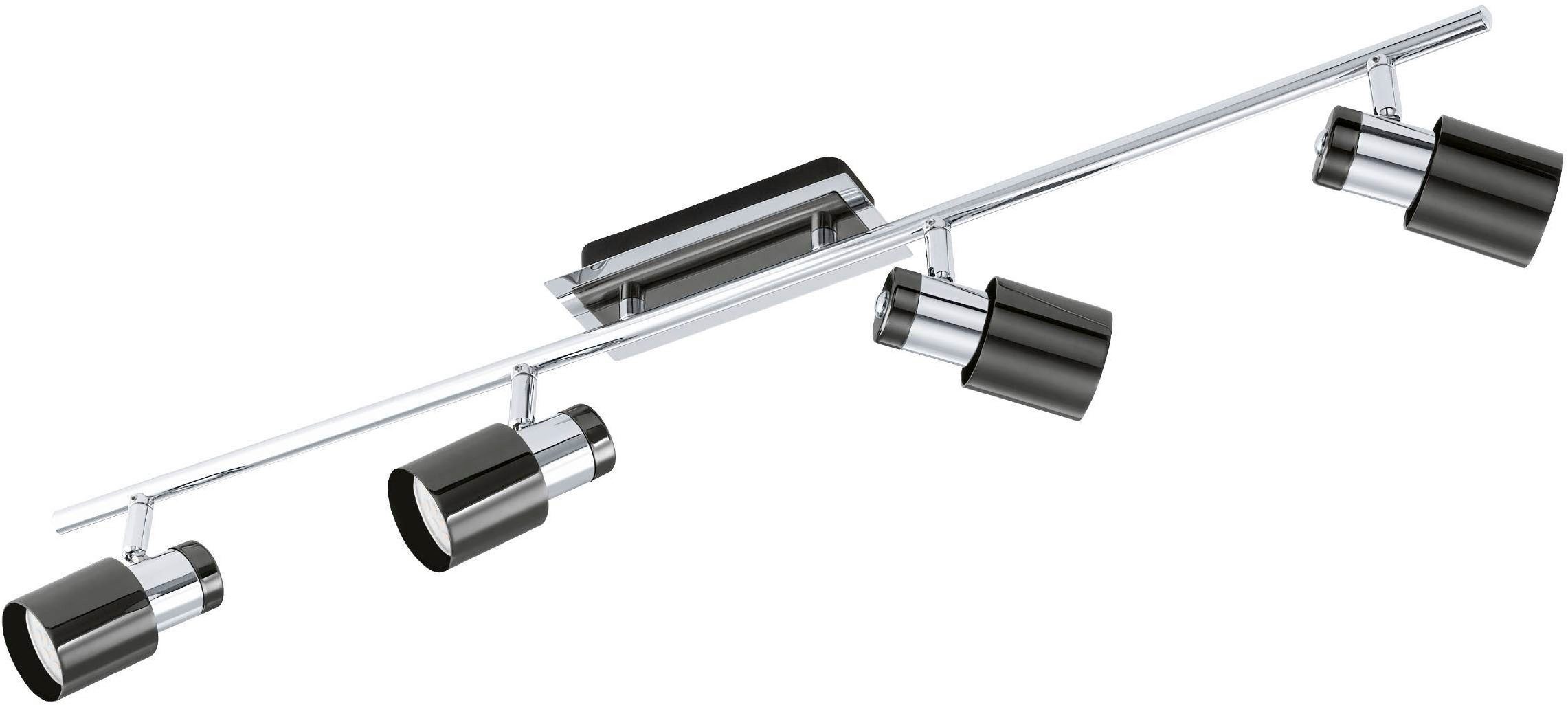 EGLO Deckenleuchte Davida 1 Deckenlampe, Deckenspot aus Metall, Wohnzimmerlampe, GU10, LED fest integriert, Spot - L78 x B7 cm - nickel-nero - 4X4,6W inkl.