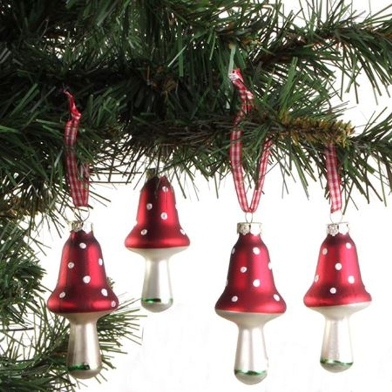 BURI Weihnachtsbaumkugel Glas-Weihnachtsbaumschmuck Pilz 4er-Set Christbaumkugeln Anhänger Deko (4 St)