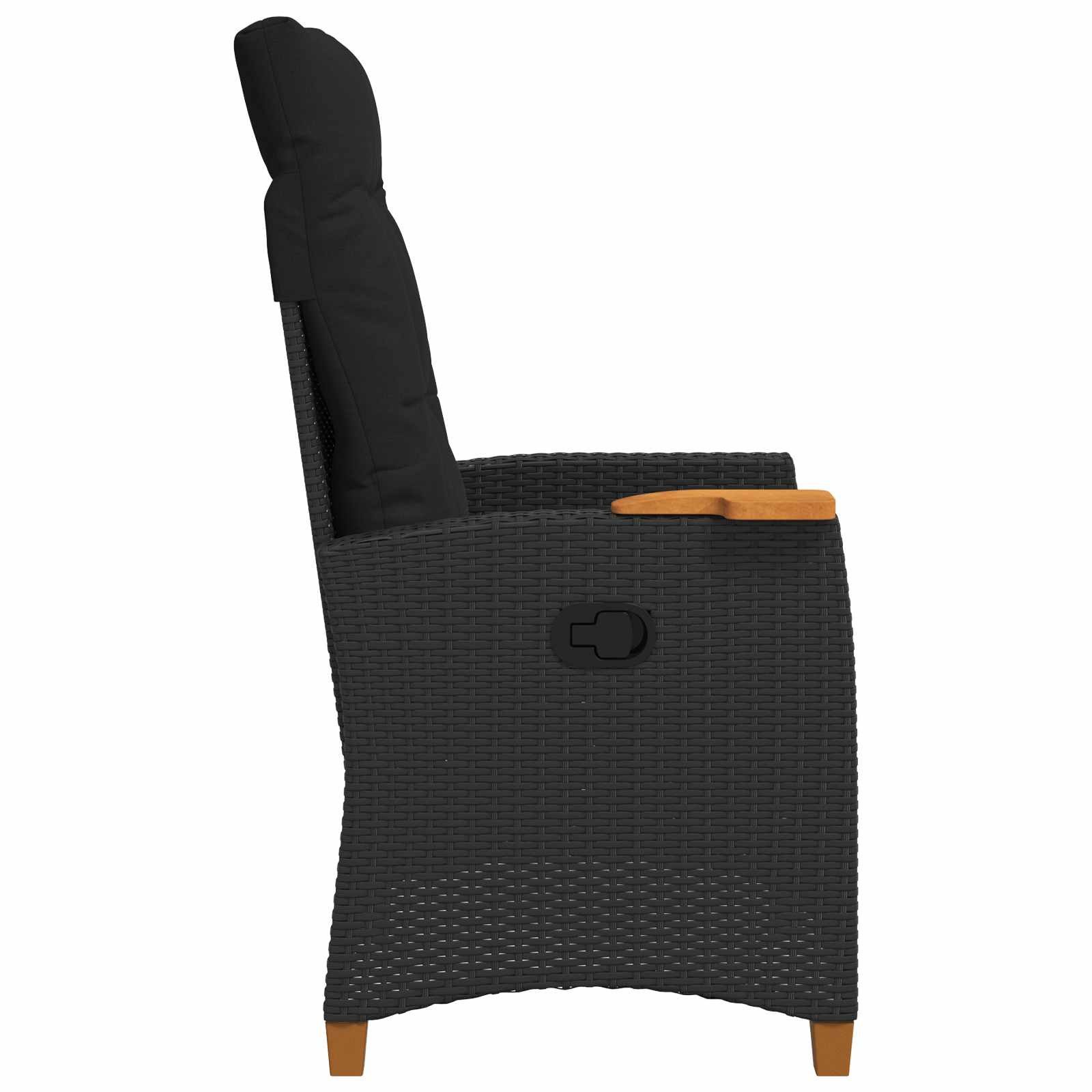 vidaXL Gartenstuhl Liegestuhl mit Teeteller Schwarz Poly-Rattan (1 St) – Bild 5 von 5