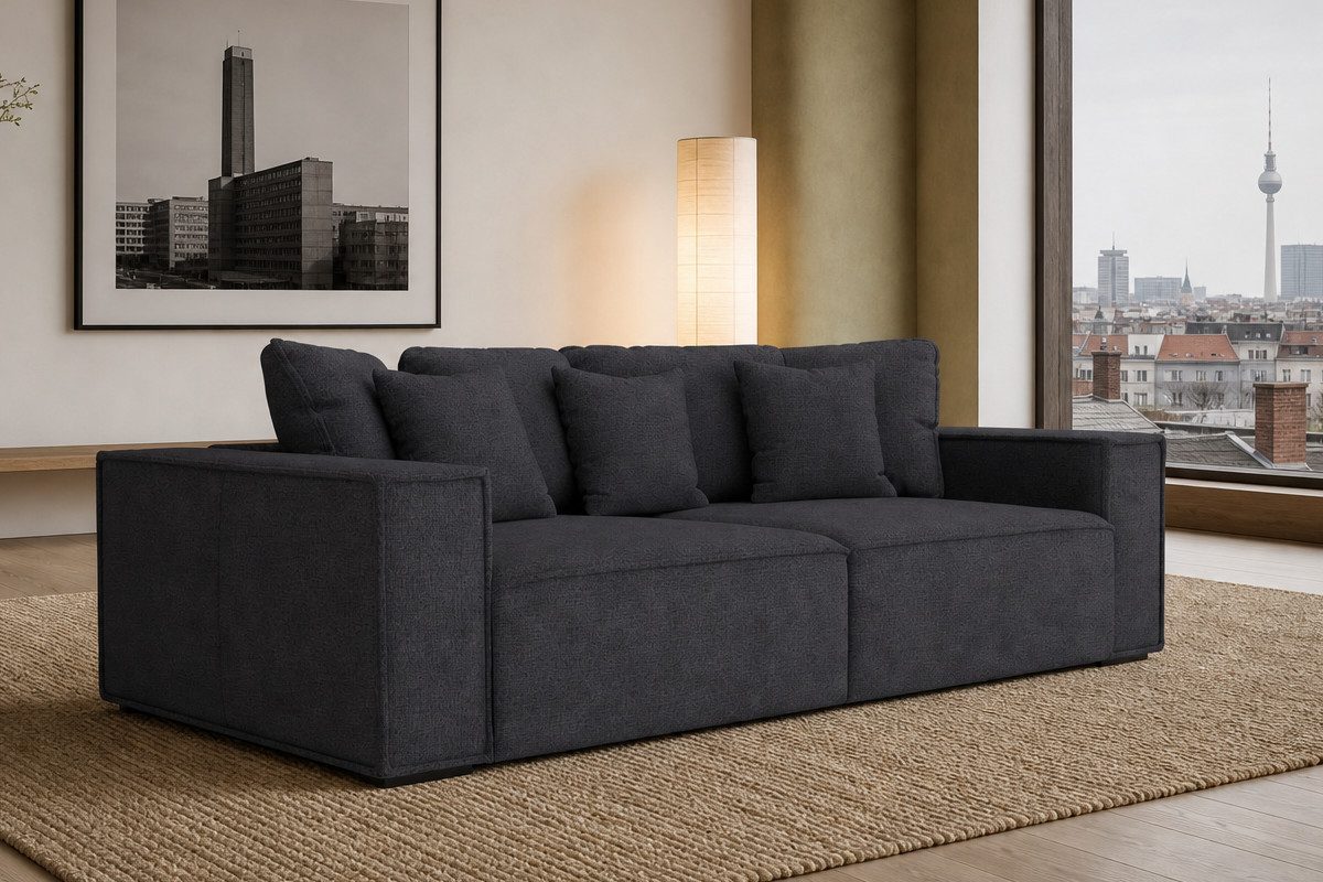 foamnova Big-Sofa York, Loungesofa, große Sitzfläche, 7 Kissen