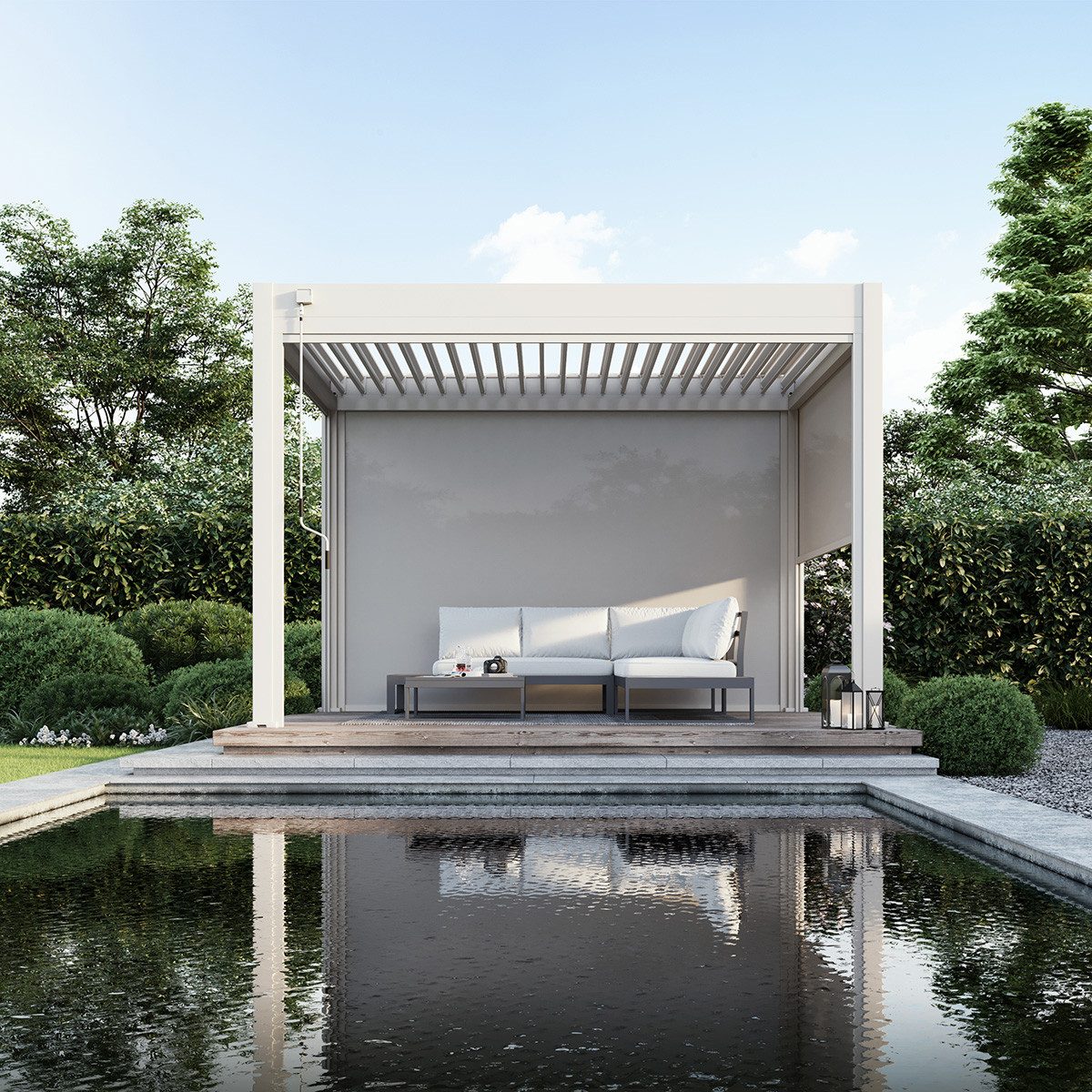 Weide Pavillonseitenteil Sonnenrollo 4 Maße Sand Für Weide Deluxe Pergola, 265x236 cm, Seitenteil