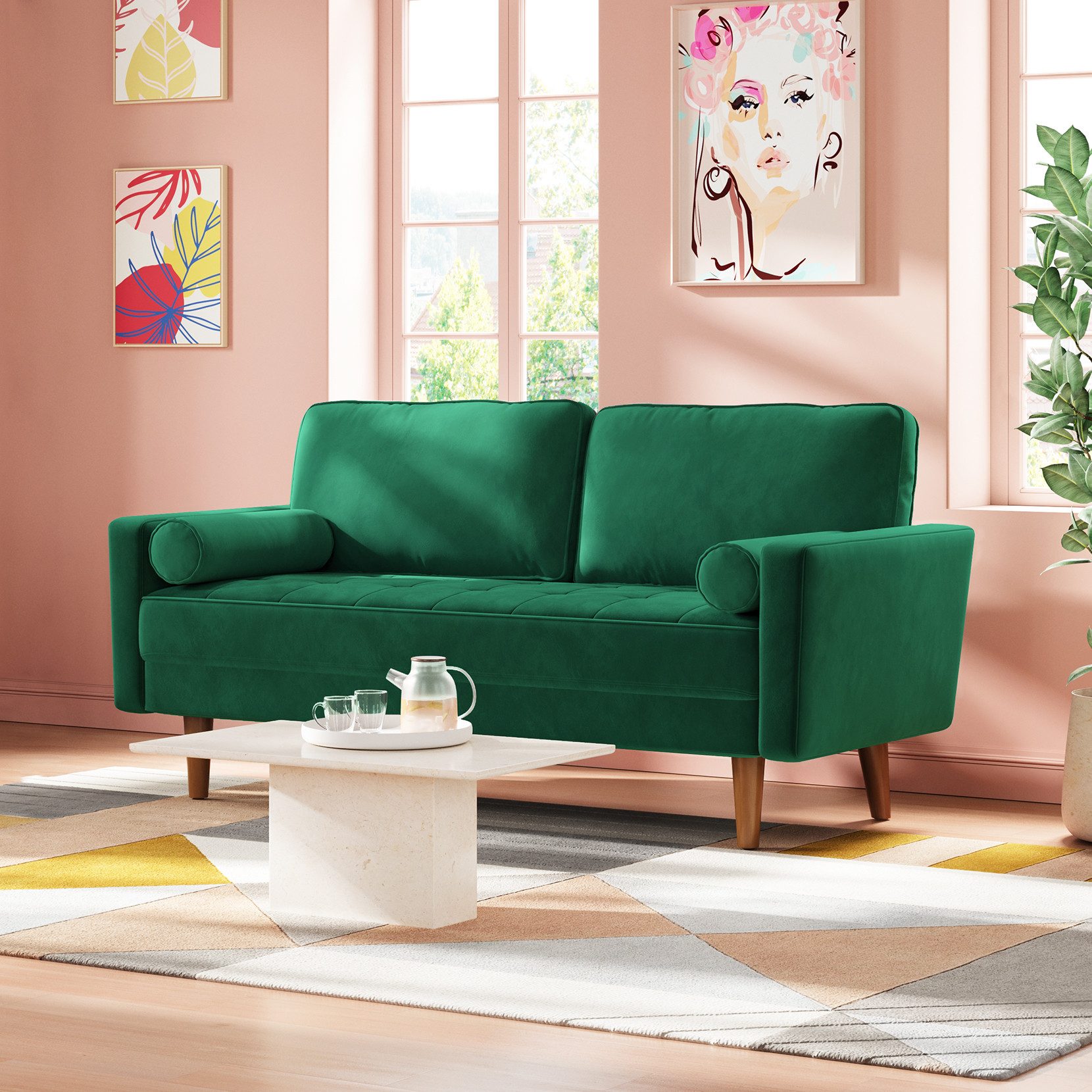 OUNUO Sofa 121cm Kleines Loveseat Sofa, günstig online kaufen