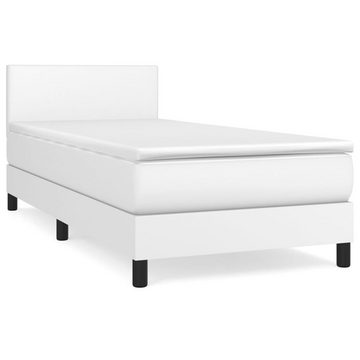 vidaXL Bett Boxspringbett mit Matratze Weiß 80x200 cm Kunstleder