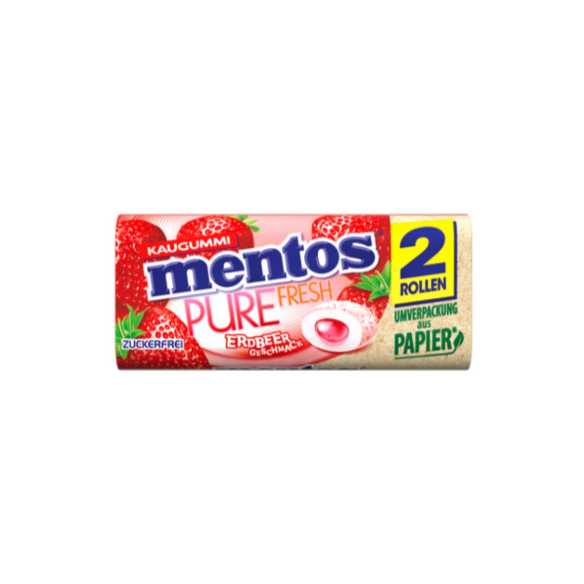 MENTOS Süßigkeit, mentos Pure Fresh Duo Erdbeere zuckerfrei mit flüssigem Kern 31g