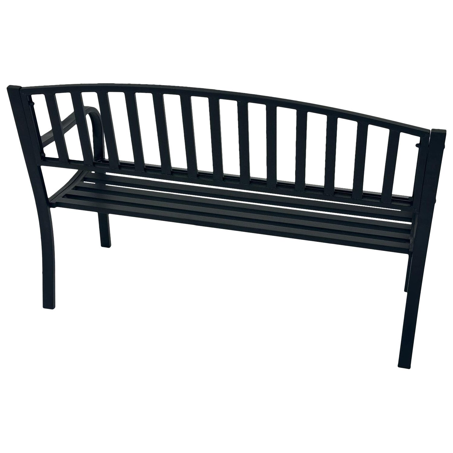 TPFGarden Gartenbank DOVER (Holzbank - 2-sitzer - Metallbank Rückenteil Gusseisen, Robuste Outdoorbank schwarz), Hochwertige Bank mit den Maßen (BxHxT): 127 x 85 x 63 cm