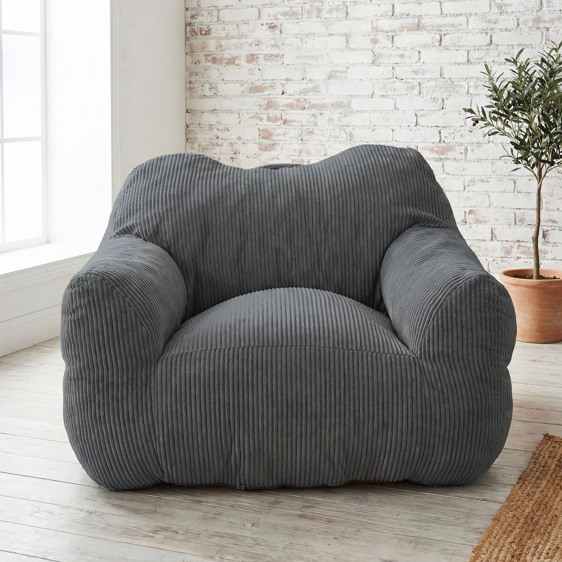 HomeMiYN Sitzsack Weicher Riesen Sitzsack aus Cord – Sessel fürs Wohnzimmer „Cube“