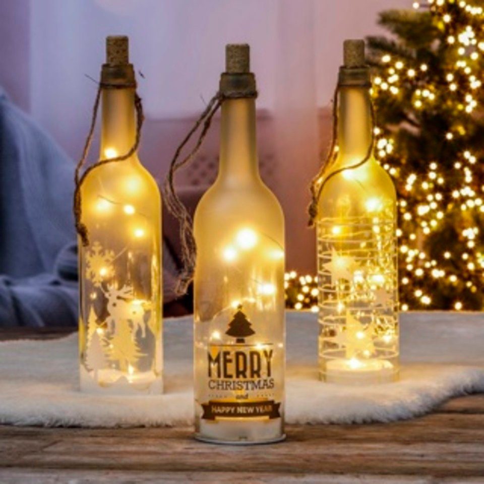 HI LED-Lichterkette Glasflasche mit LED Освещение Bedruckt mit unterschiedlichen Motiven