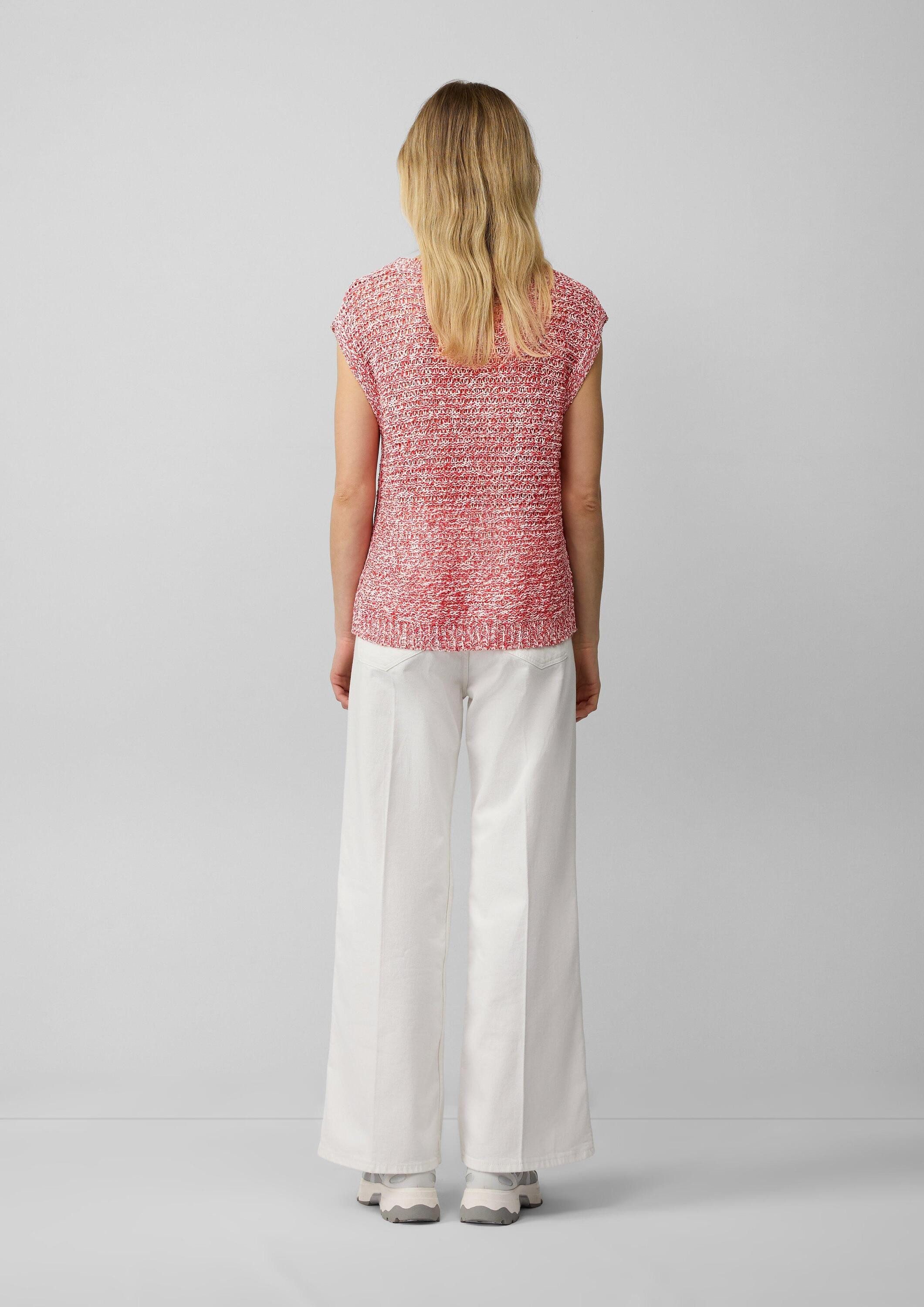 s.Oliver Kurzarmpullover Strickpullover Relaxed-Fit-Pullunder aus Ajourstrick