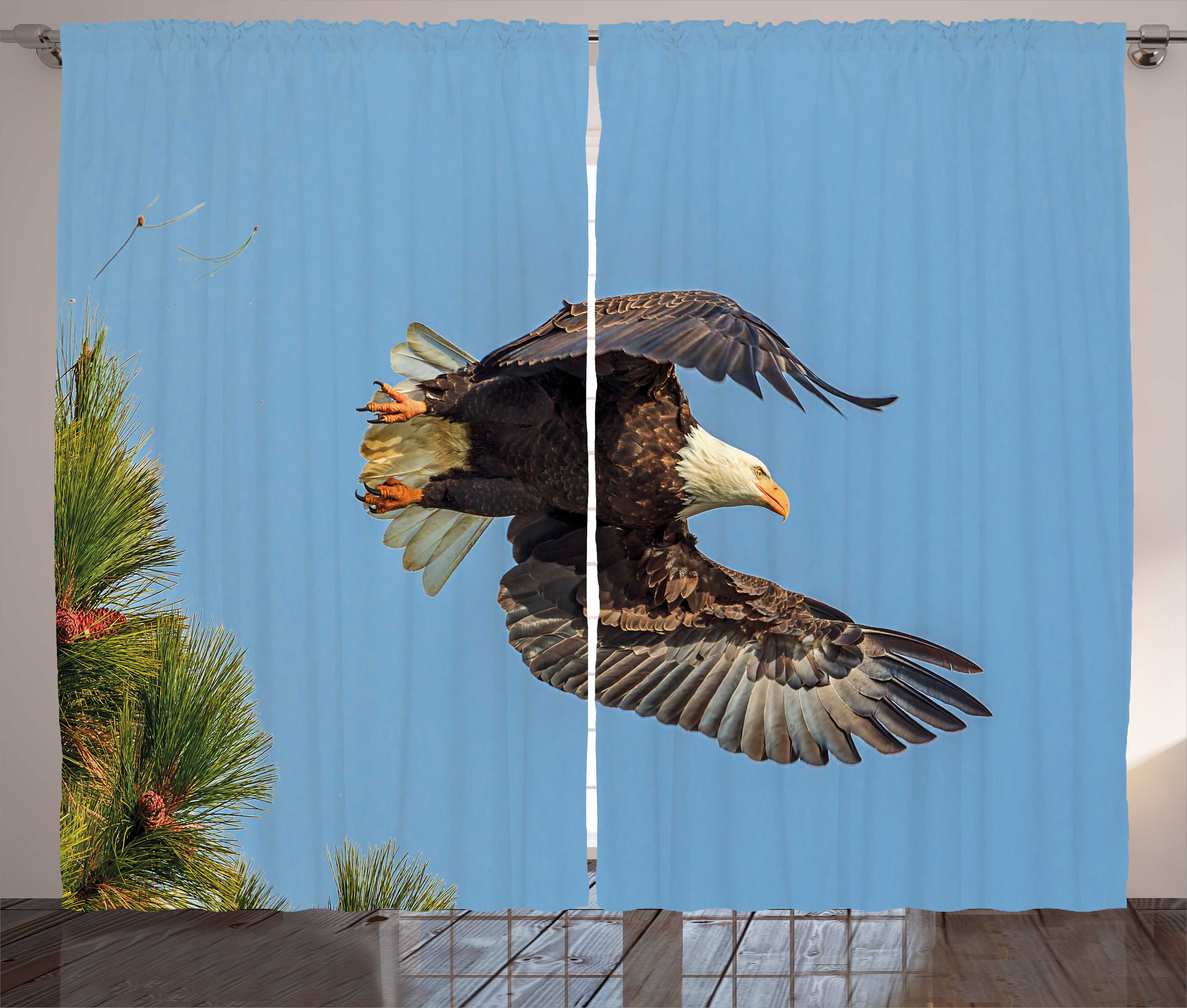 Haken, Foto Schlafzimmer und Idaho American Kräuselband mit Schlaufen Bald Eagle Abakuhaus, Vorhang Gardine