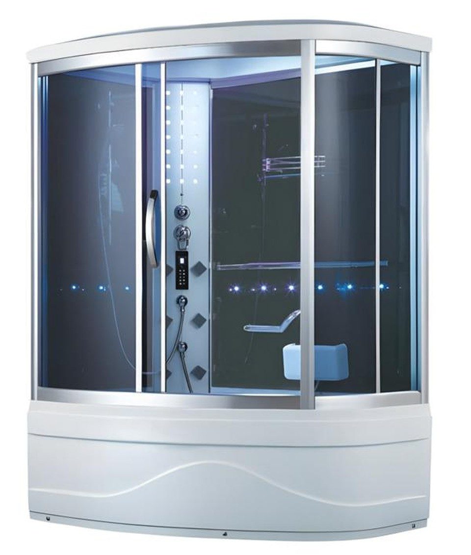 Xlmoebel Dampfdusche XLMOEBEL Massageduschkabine mit LED-Beleuchtung und Acryl-Oberfläche, BxT: 100x150 cm, 1-tlg., Made in Europa