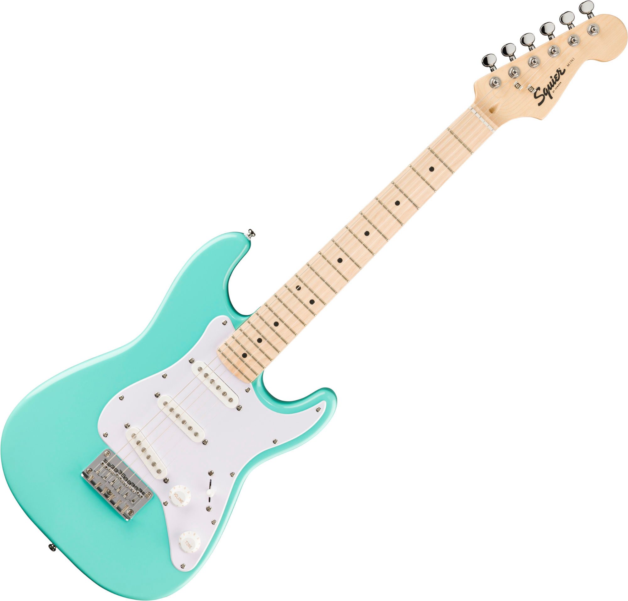 Squier E-Gitarre Mini Stratocaster Sea Foam Green, Mini Stratocaster, Shortscale