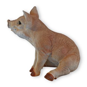 colourliving Tierfigur Schwein Figur sitzend Deko Schwein Garten Deko, Handbemalt, Wetterfest, Detailgetreu