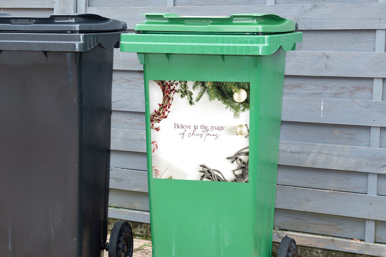 Weihnachten Magie - MuchoWow Abfalbehälter Sticker, Wandsticker St), - Container, Mülltonne, Winter (1 Mülleimer-aufkleber,