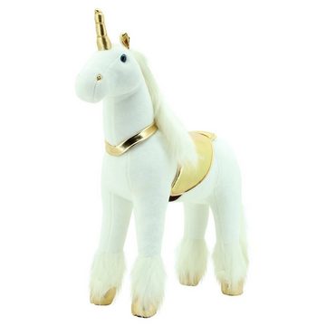 Sweety-Toys Stehpferd Sweety Toys 11292 Stehpferd Einhorn 80 cm mit Stahlunterbau - in weiß mit goldenem Sattel