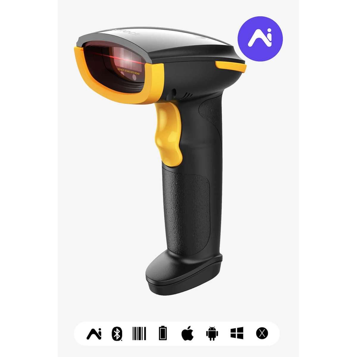 Inateck Inateck BCST-21-AI Tragbares Barcodelesegerät 1D Laser Schwarz, Gelb Handscanner