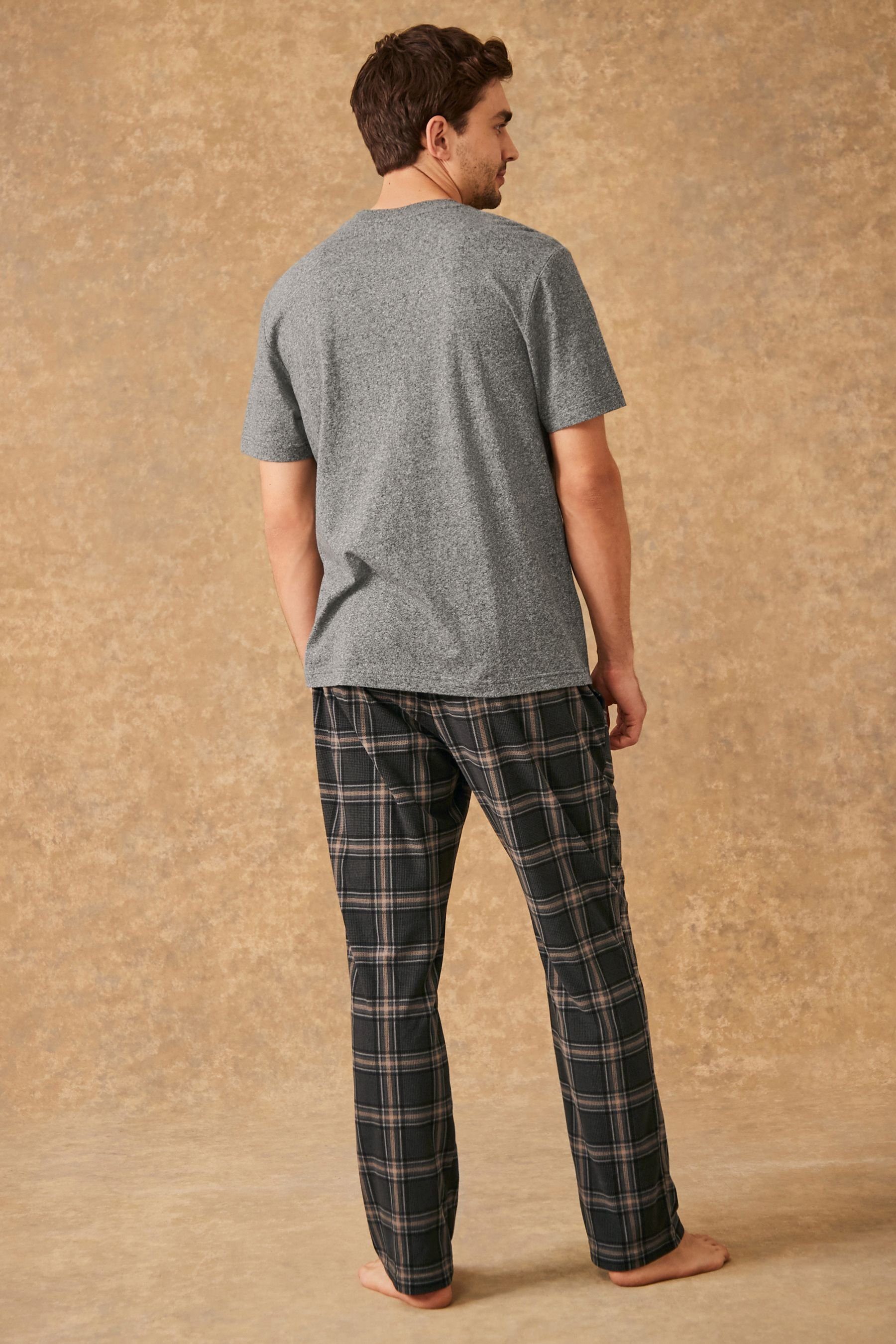Next Pyjama Bequemer Motionflex Schlafanzug tlg) Check Grey/Black (2