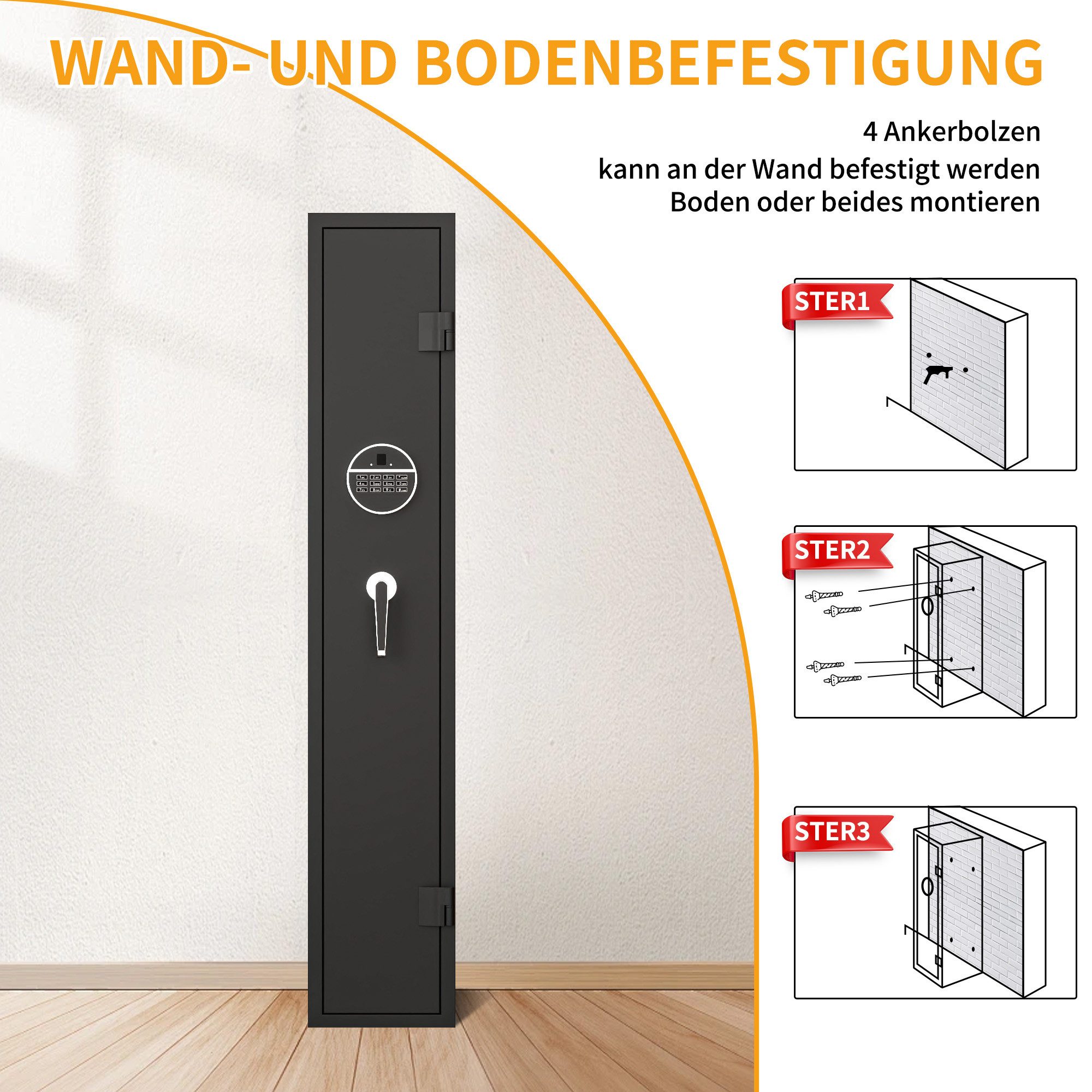 Odikalo Waffenschloss Gewehrschrank Gewehrsafe Langwaffen Gewehre Schrotflinten-Safe Schwarz