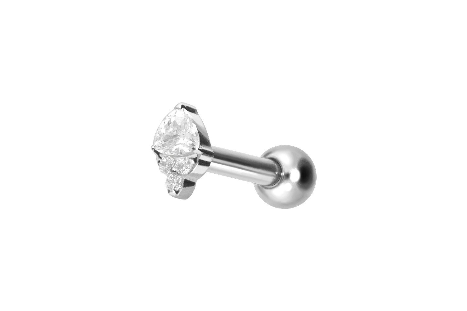 Piercing-Set Titan Ohrpiercing mit Innengewinde EINGEFASSTE KRISTALLE