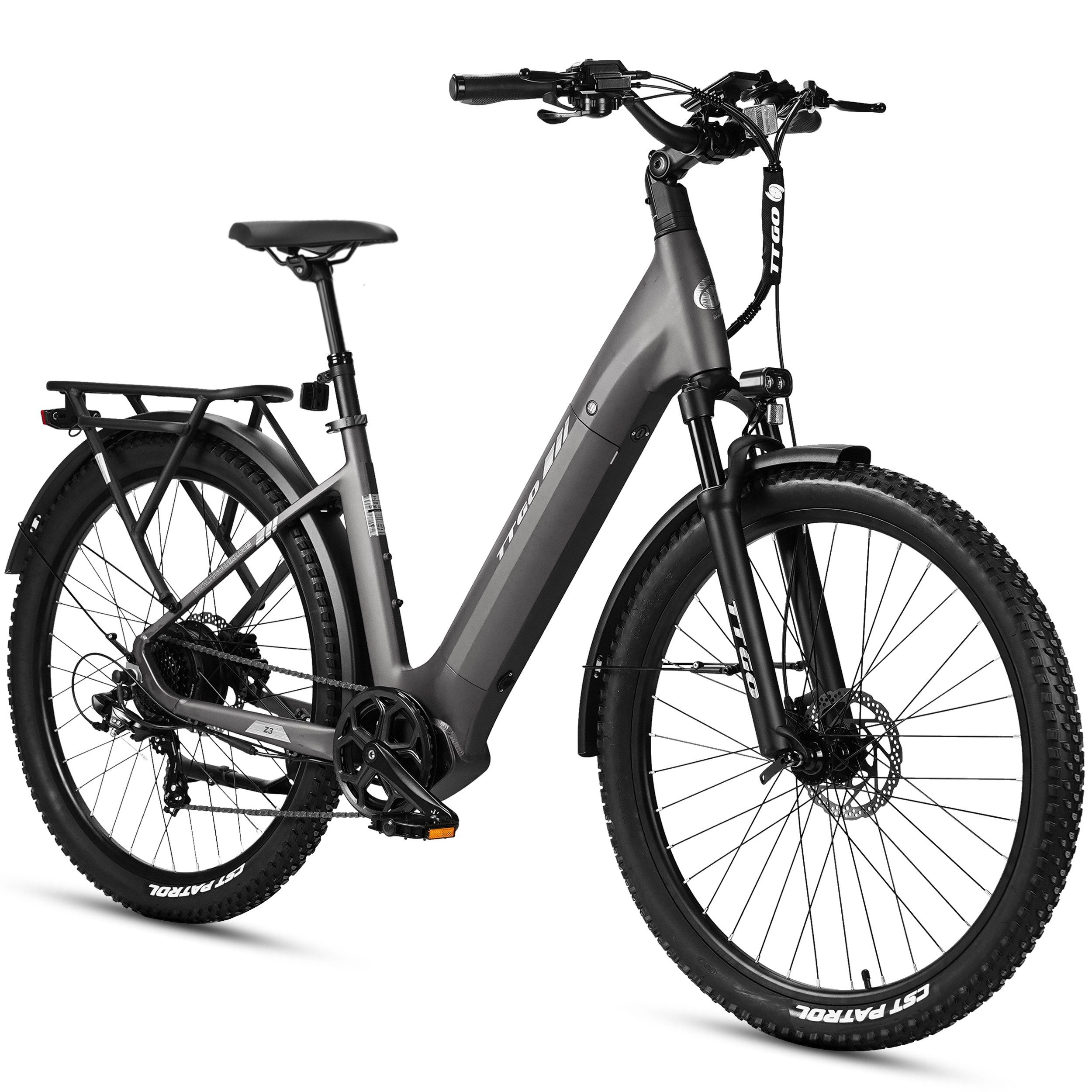 TTGO E-Bike Cityrad 28 Zoll, 70Nm Hinterradmotor, 120km, Z3, für Damen und Herren, 7 Gang SHIMANO, Kettenschaltung, Heckmotor, 720 Wh, 5 Stufen, LCD-Farbdisplay, Federsattelstütze, Elektrofahrrad, Pedelec