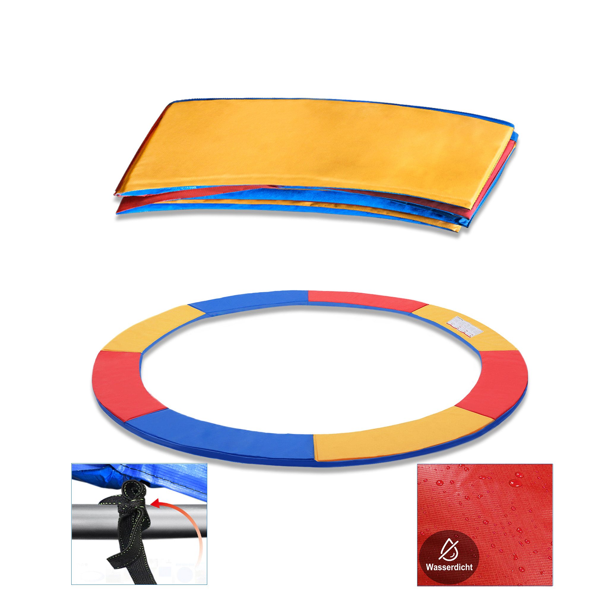 FIVMEN Trampolinschutzrand Trampolin-Federabdeckung, PVC Schutzabdeckung, UV-Beständigkeit Reißfest, 30cm Breite mit Blau/Mehrfarbig