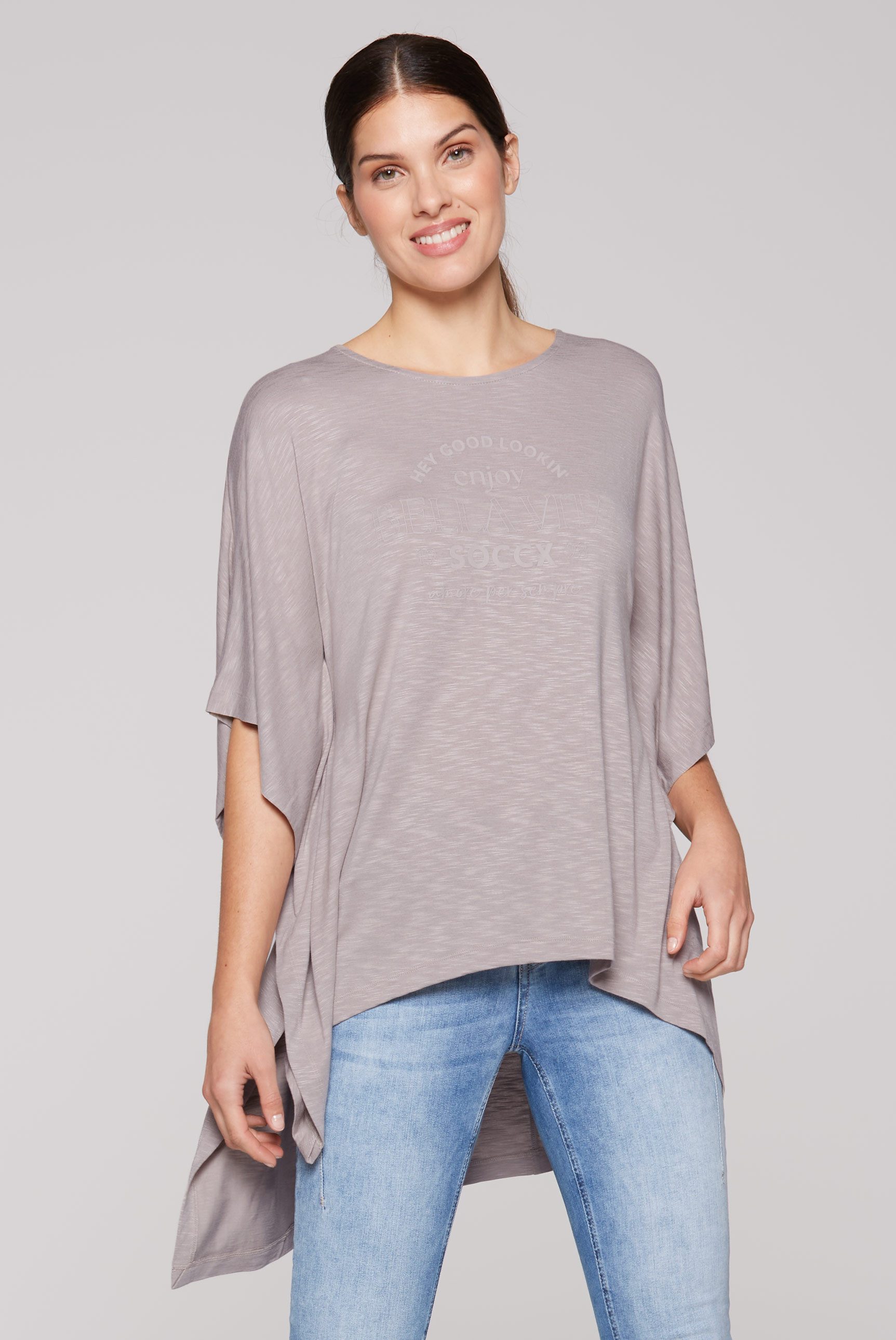 SOCCX 3/4-Arm-Shirt SOCCX Poncho-Shirt mit tonigem günstig online kaufen