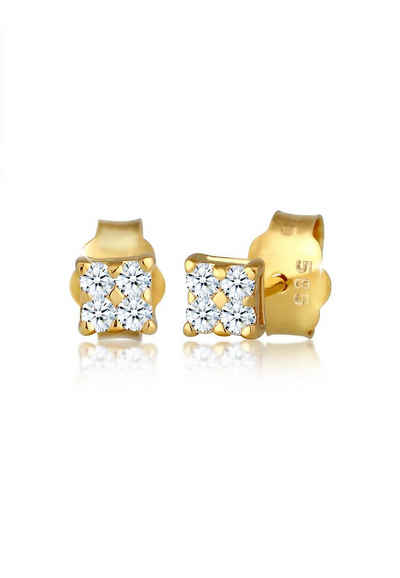 Elli DIAMONDS Paar Ohrstecker Klassisch Elegant Diamant (0.12 ct) 585 Gelbgold