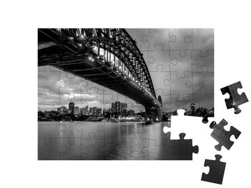 puzzleYOU Puzzle Sydney Harbor Bridge, schwarz-weiß, 48 Puzzleteile, puzzleYOU-Kollektionen Sydney, Städte Weltweit