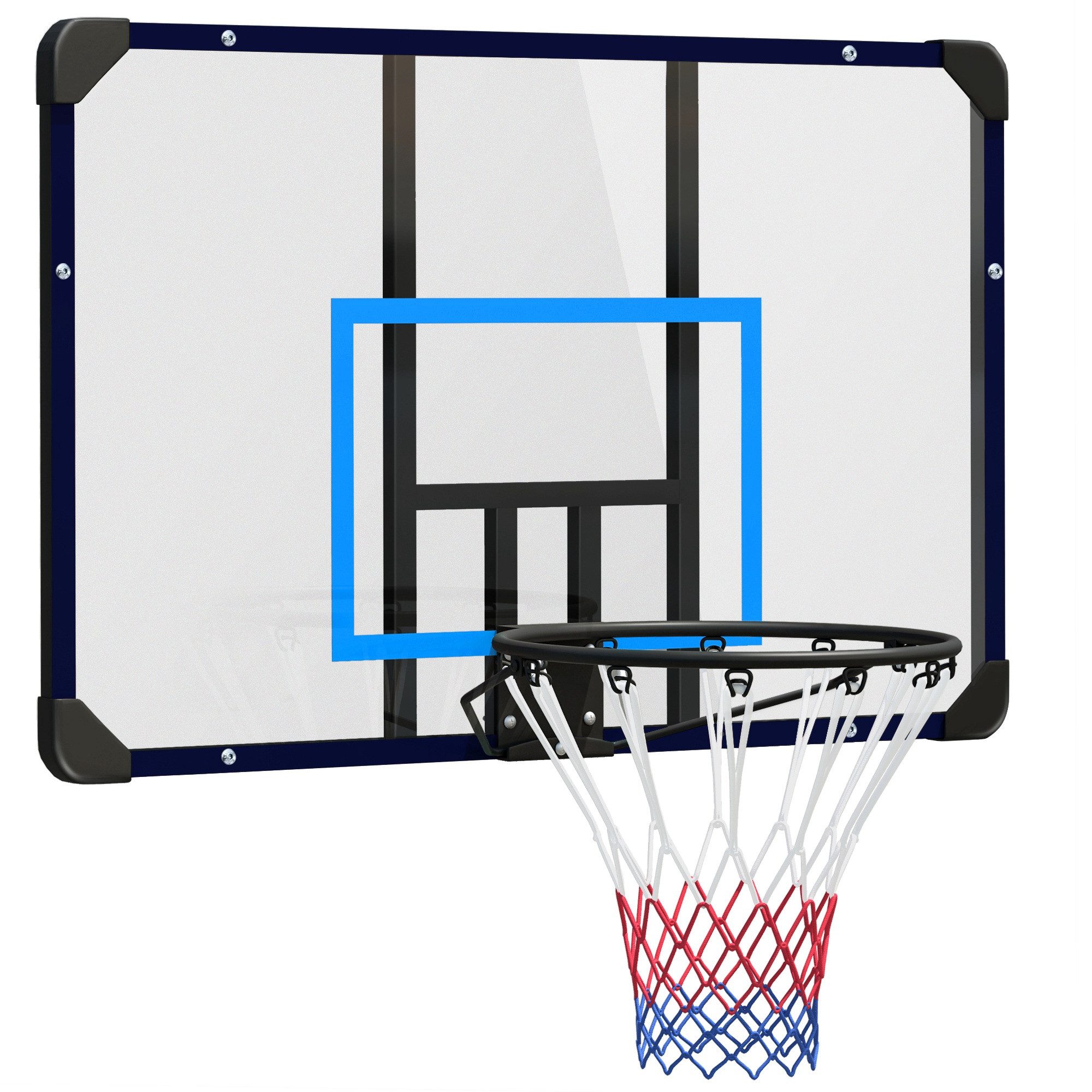 SPORTNOW Basketballständer Basketballbrett mit Korb, für Outdoor, Stahl (Basketballkorb, 1-St., Basketballbrett mit Korb), für Outdoor, Stahl, 113 x 61 x 73 cm, Blau