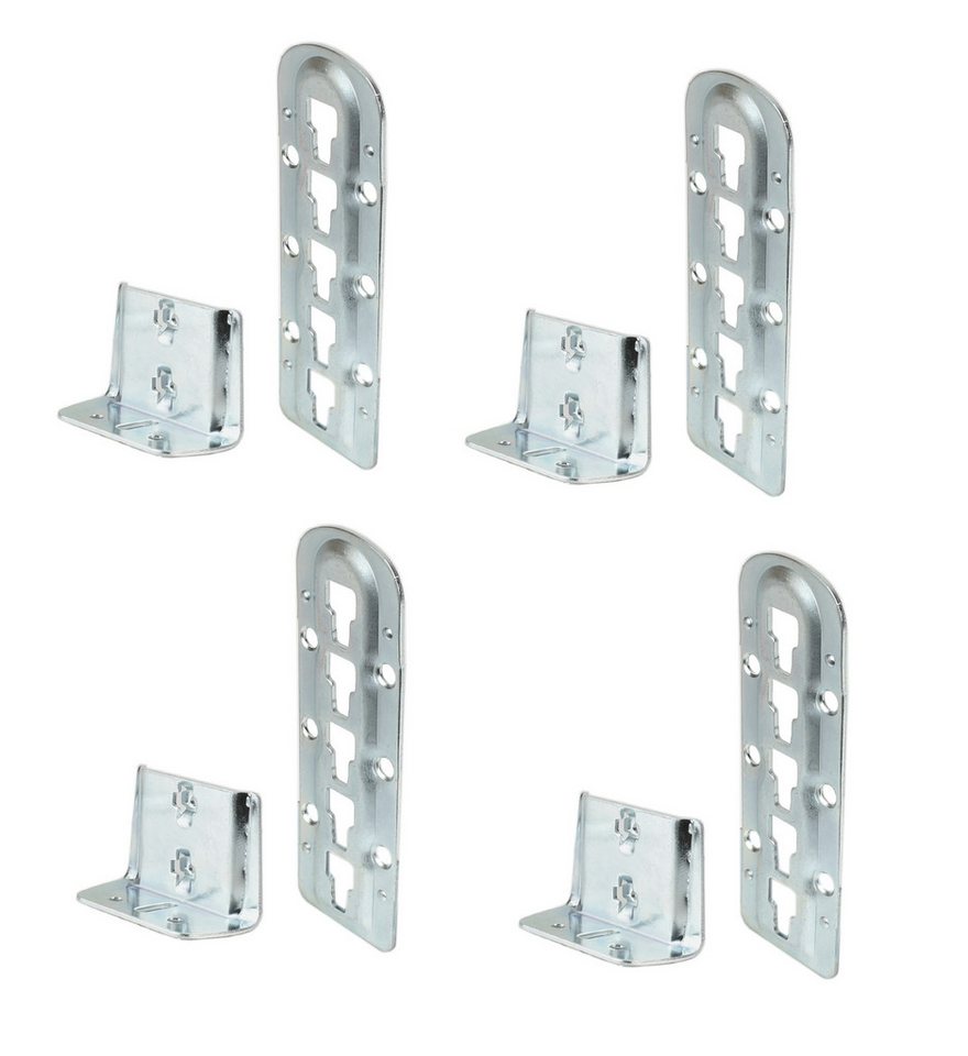 Prima-Online Möbelbeschlag Möbelverbinder höhenverstellbar, Bett-& Sofaverbinder verzinktem Stahl (4 St., 1er-Set oder 4er-Sparpack erhältlich), 4-stufig höhenverstellbar, 2 mm Materialstärke, verzinkter Stahl