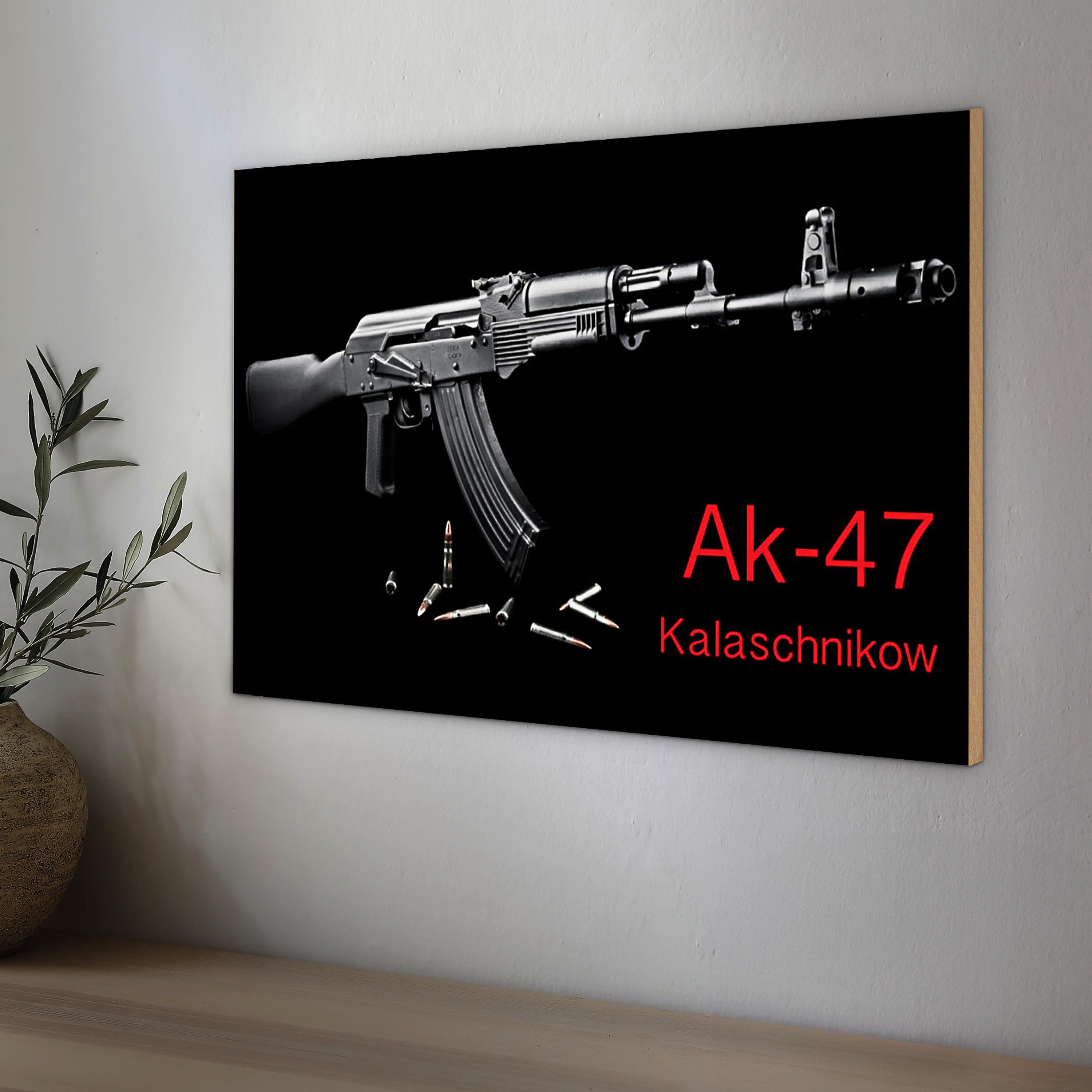 Roomando Holzbild Gewehr 18x12cm AK-47 Kalaschnikow