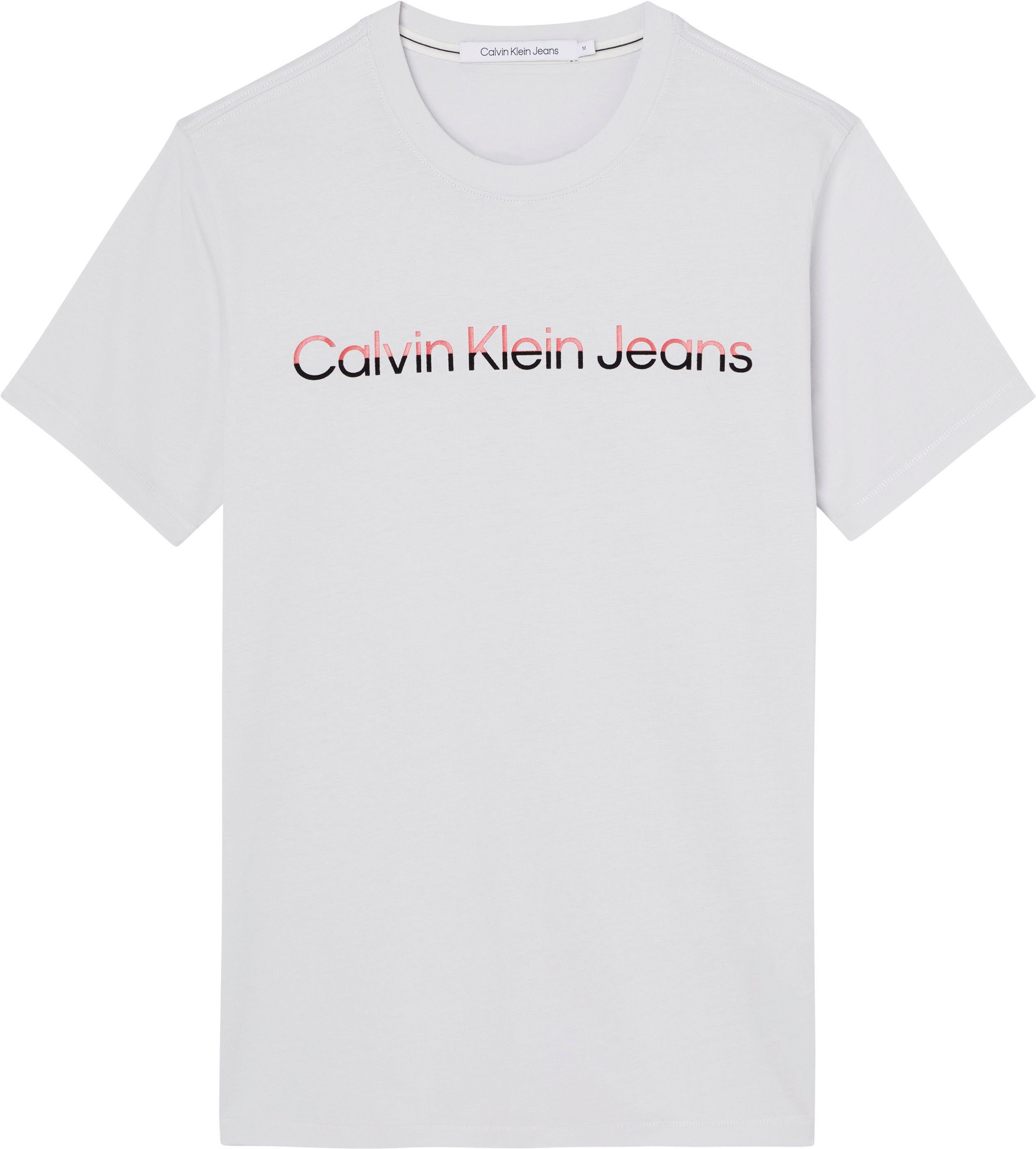 Calvin Klein Jeans Logoschriftzug grau Shirt INSTITUTIONA MIXED T-Shirt mit Calvin Klein