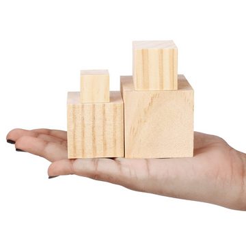 Belle Vous Greifling Holzwürfel Pack - 4 Dimensionen - Kiefernholzblöcke zum Basteln (1-tlg), Holzwürfel Set - 4 Größen - Kiefernholzblöcke für Basteln und Bemalen