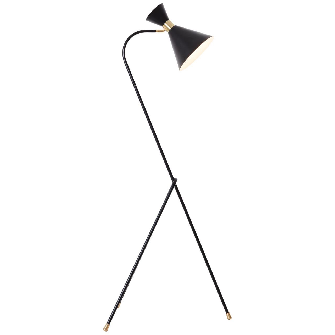 Brilliant Stehlampe Jervis, Jervis Standleuchte 1flg schwarz matt/messing gebürstet 1x A60, E27 | Standleuchten