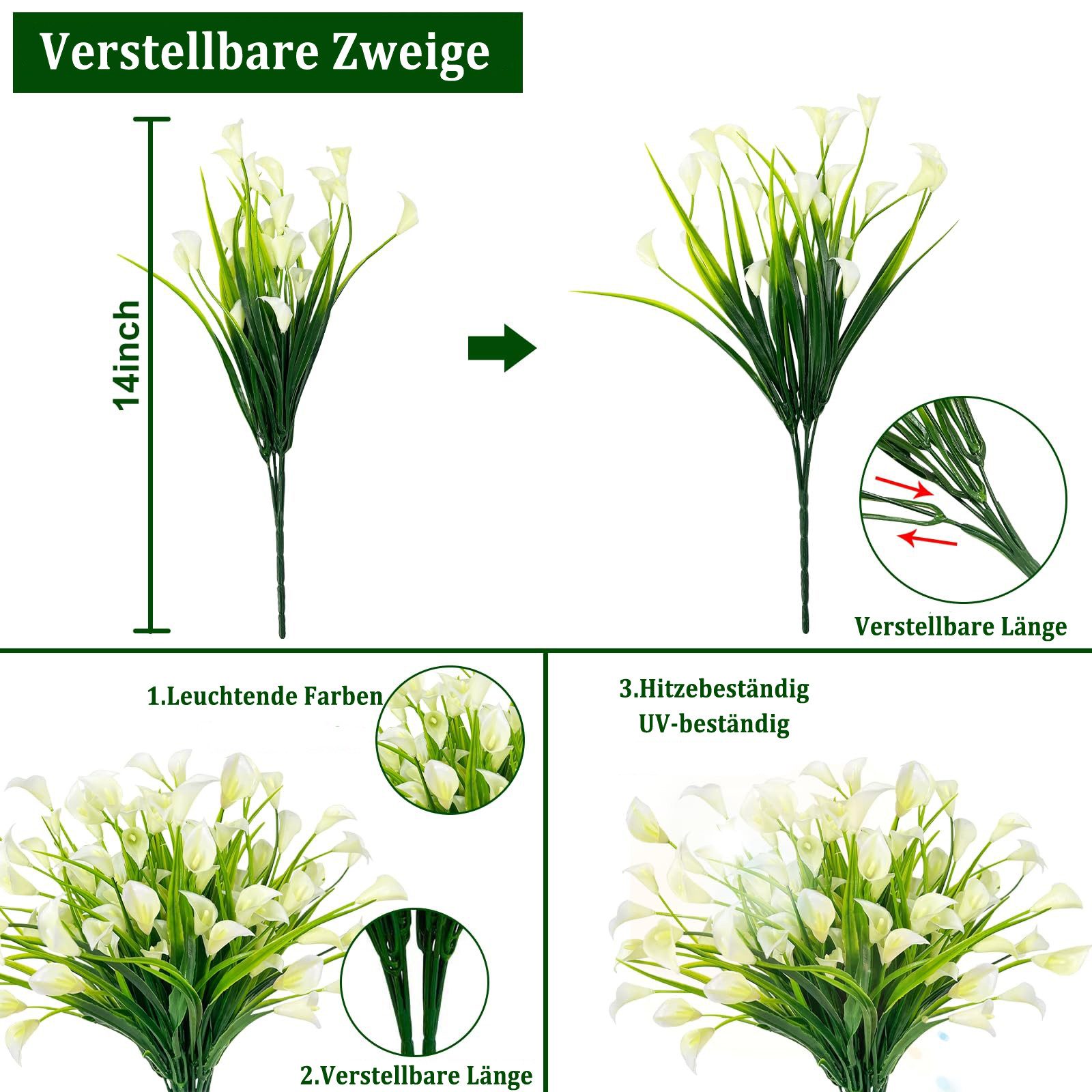 Kunstblumenstrauß 8 Stück Kunst Calla-Lilien Sträuße, günstig online kaufen