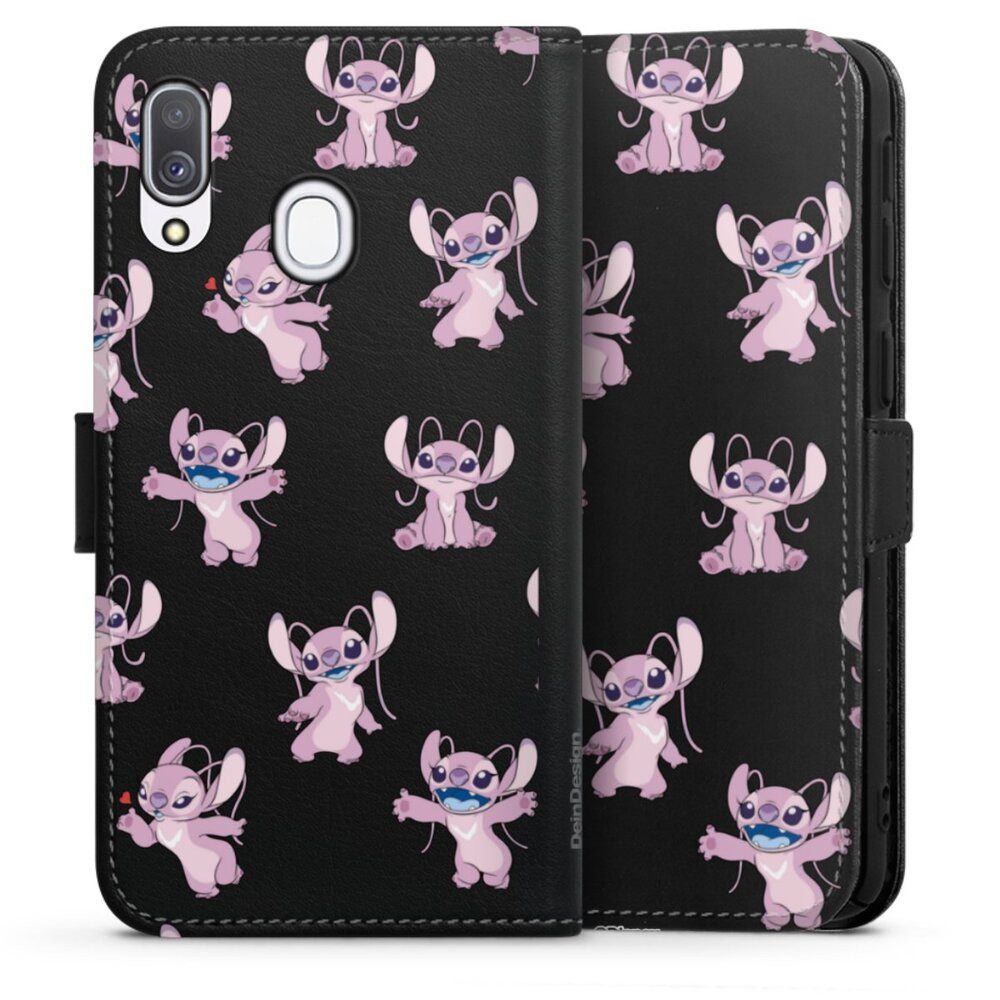 DeinDesign Handyhülle Lilo & Stitch Engel Disney Angel Faces Pattern Transparent, Samsung Galaxy A40 Hülle Handy Flip Case Wallet Cover