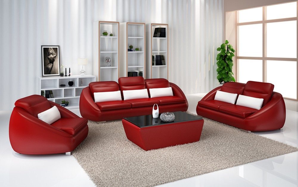 JVmoebel Polstergarnitur Luxuriöse rote Couchgarnitur im modernen Design für Ihr Wohnzimmer, (3+2+1 Sitzer), Made in Europa