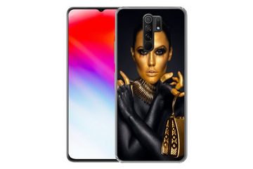 MuchoWow Handyhülle Make-up - Tasche - Gold - Luxus - Frau, Phone Case, Handyhülle Xiaomi Redmi 9, Silikon, Schutzhülle