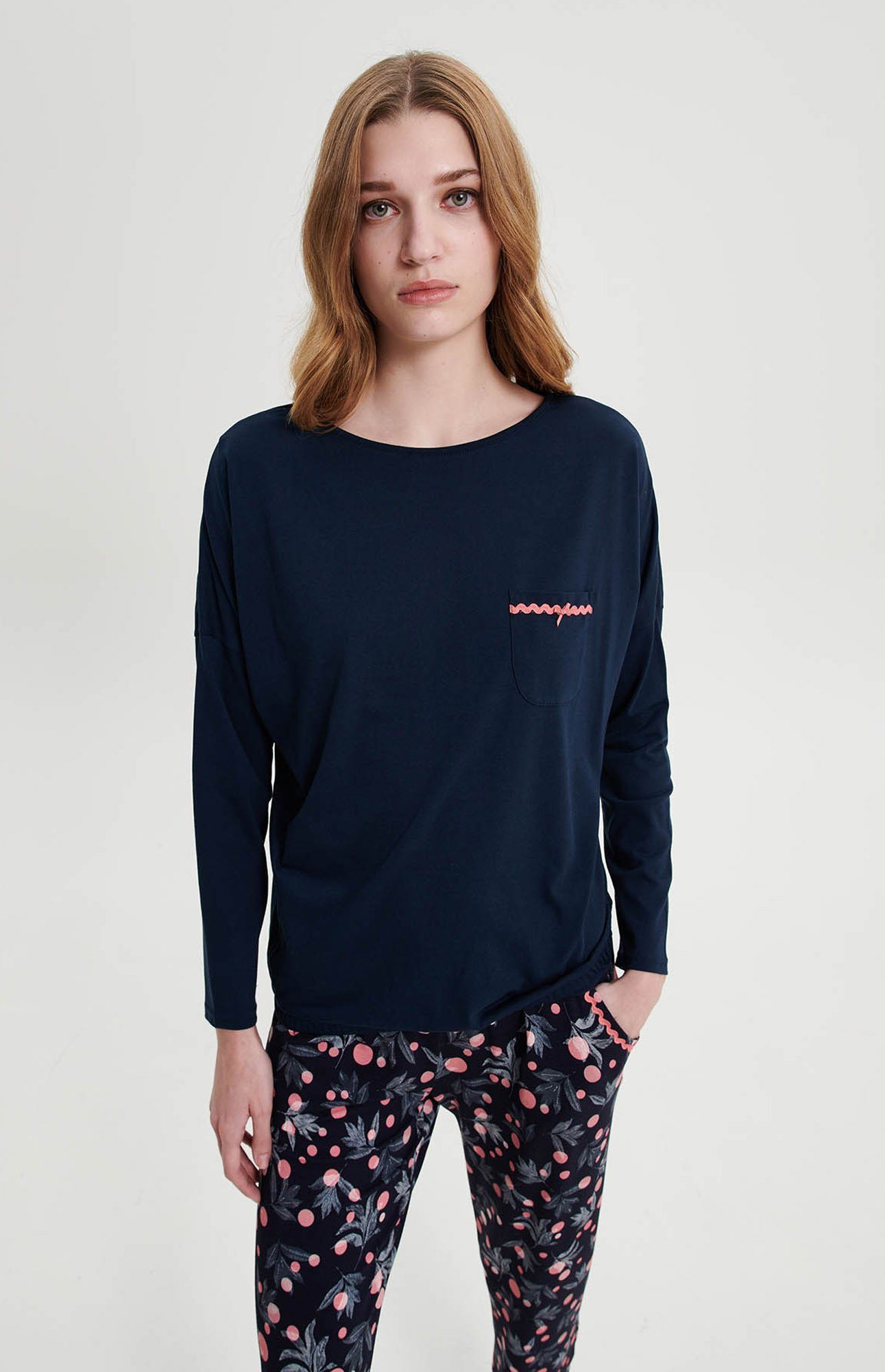 Vamp Schlafanzug VAMP lingerie (Set, 2 tlg., 2-teilig) Damen Schlafanzug lang 2-teilig Pyjama Baumwolle-Modal Floral