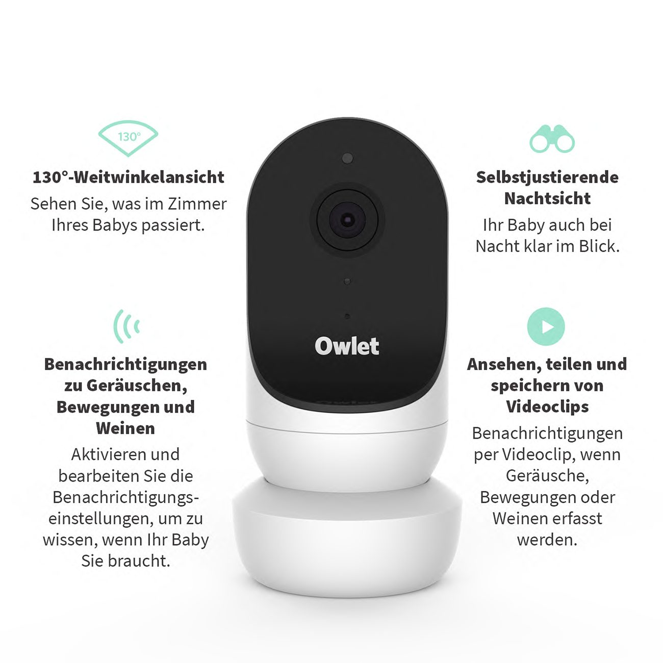 Owlet Baby Care DE Babyphone, Babyphone Mintgrün und HD 2: Duo Sock Smart 3 2 Kamera