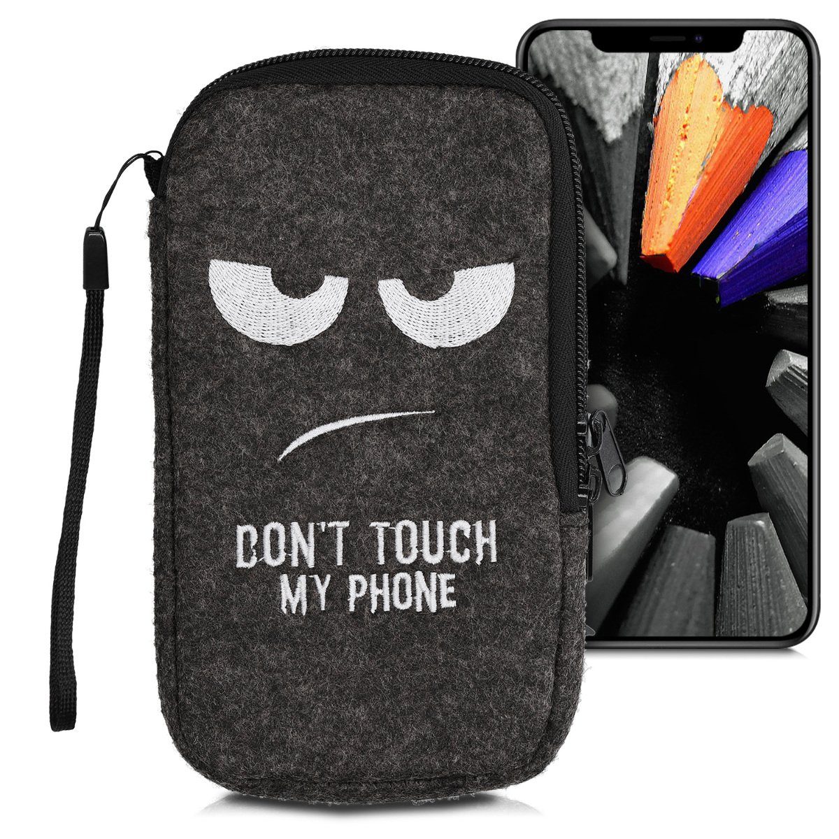 kwmobile Handytasche Handytasche für Smartphones L - 6,5" (1-tlg), Handy Filztasche - 16,5 x 8,9 cm Innenmaße