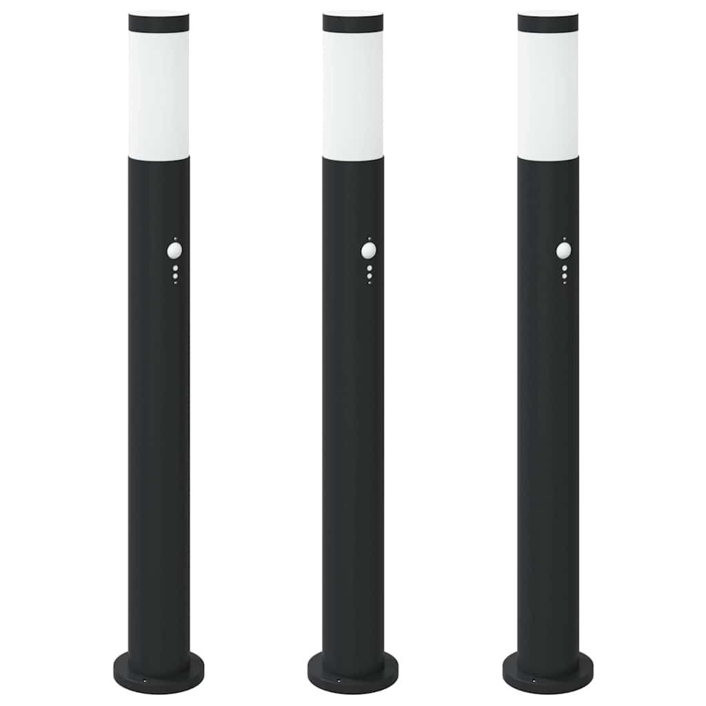 vidaXL Gartenleuchte Pollerleuchten mit Sensor 3er 80 cm Edelstahl IP44