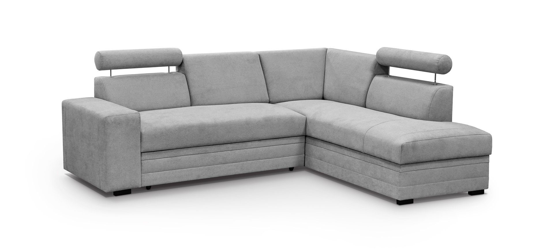 mit Hellgrau Wohnzimmer verstellbare Bettkasten, Eckgarnitur Kopfstützen), für Sessel, 06) Ecksofa Beautysofa (vardo Bonnell-Federn (modernes Schlaffunktion, mit Sessel aus gepolstertes Set Polstergarnitur Roma,