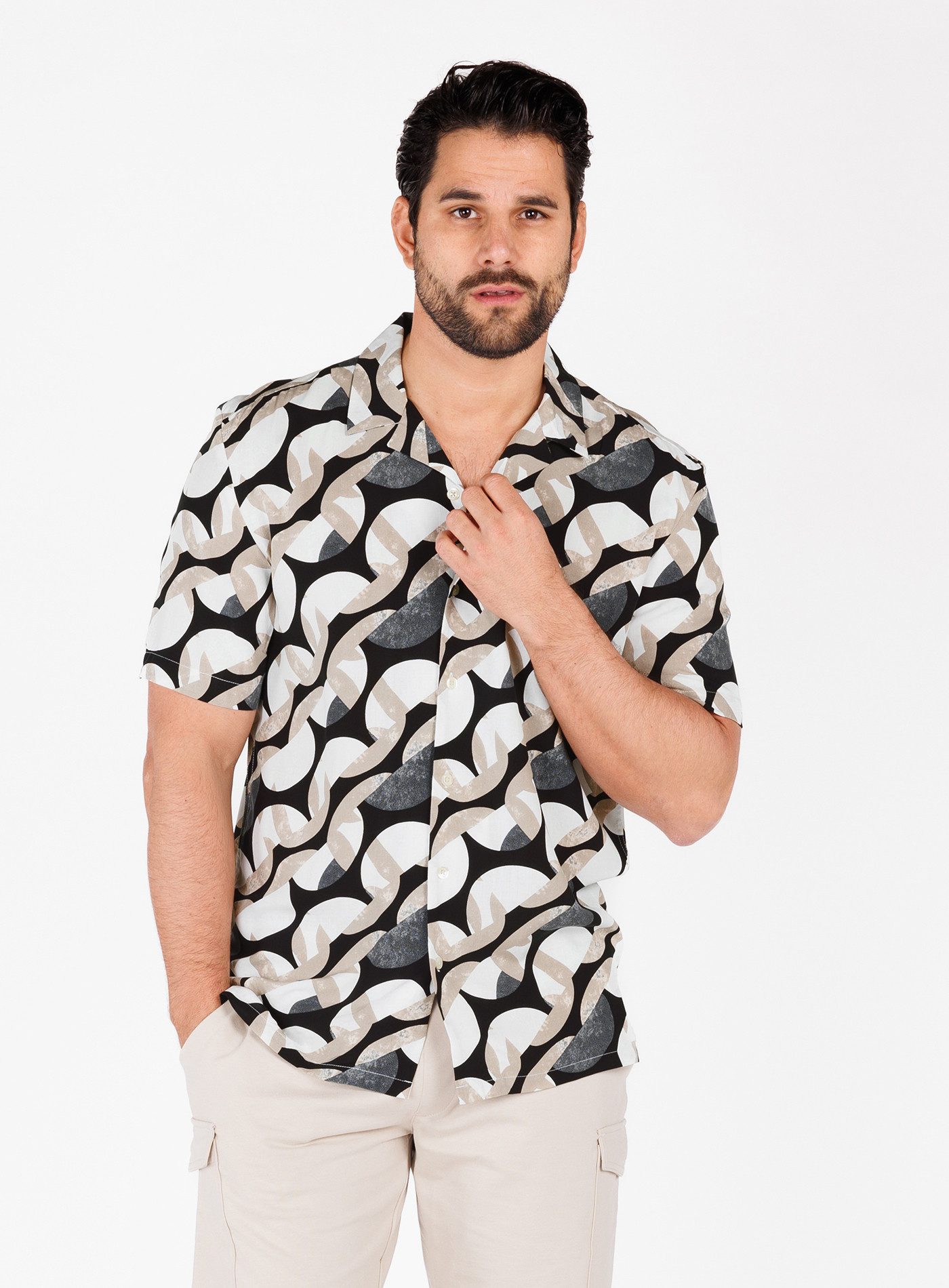 Key Largo Kurzarmhemd MSH MAGMA 1/2 patterned (1-tlg)