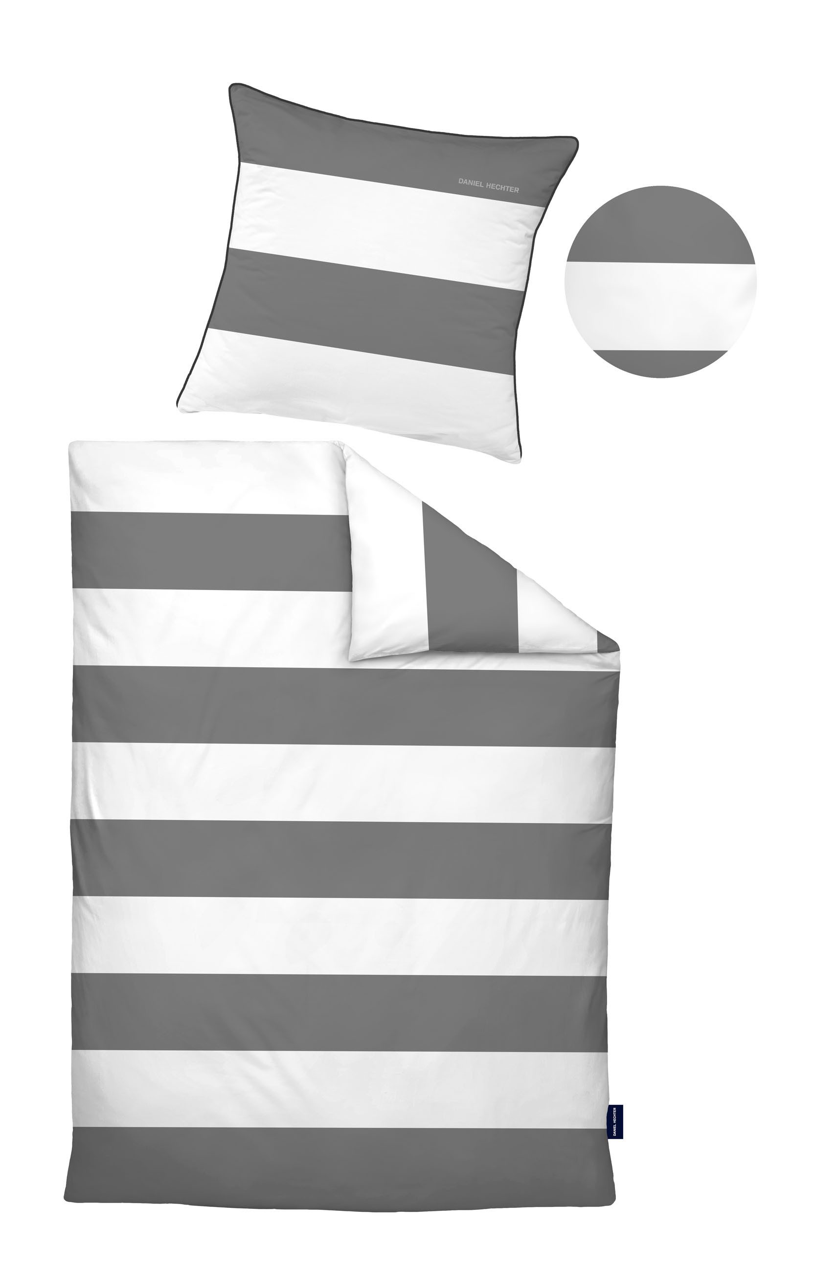 Daniel Hechter Bettwäsche 0041301, Renforcé, 2 teilig, hautsympathisch, Reißverschluss, ganzjährig nutzbar, LOGO + Paspel