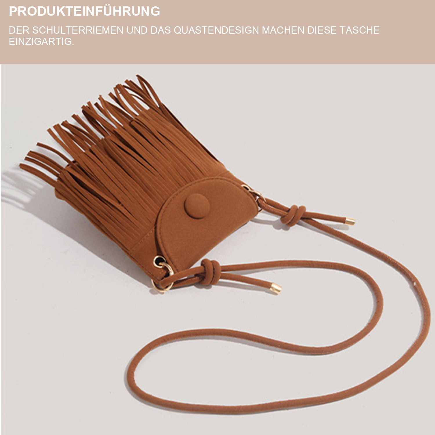 Refttenw Fringe Bag Women's Boho Shoulder Bag, Phone Bag, Small Tassel Crossbody