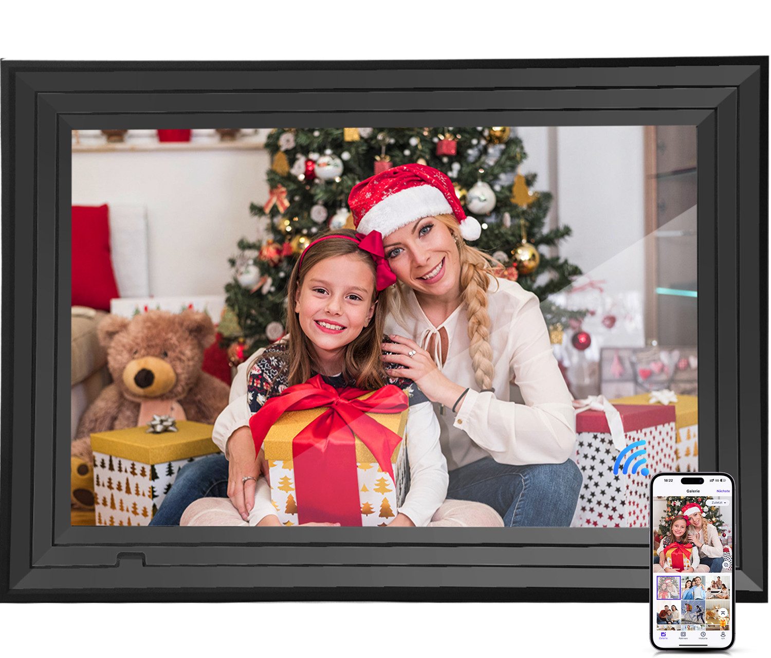 HS Onsing 10,1'' Digitaler Fotorahmen mit WiFi-Fotoübertragung 1920 x 1080 Pixel Digitaler Bilderrahmen (1920 × 1080 Pixel, Touchscreen …