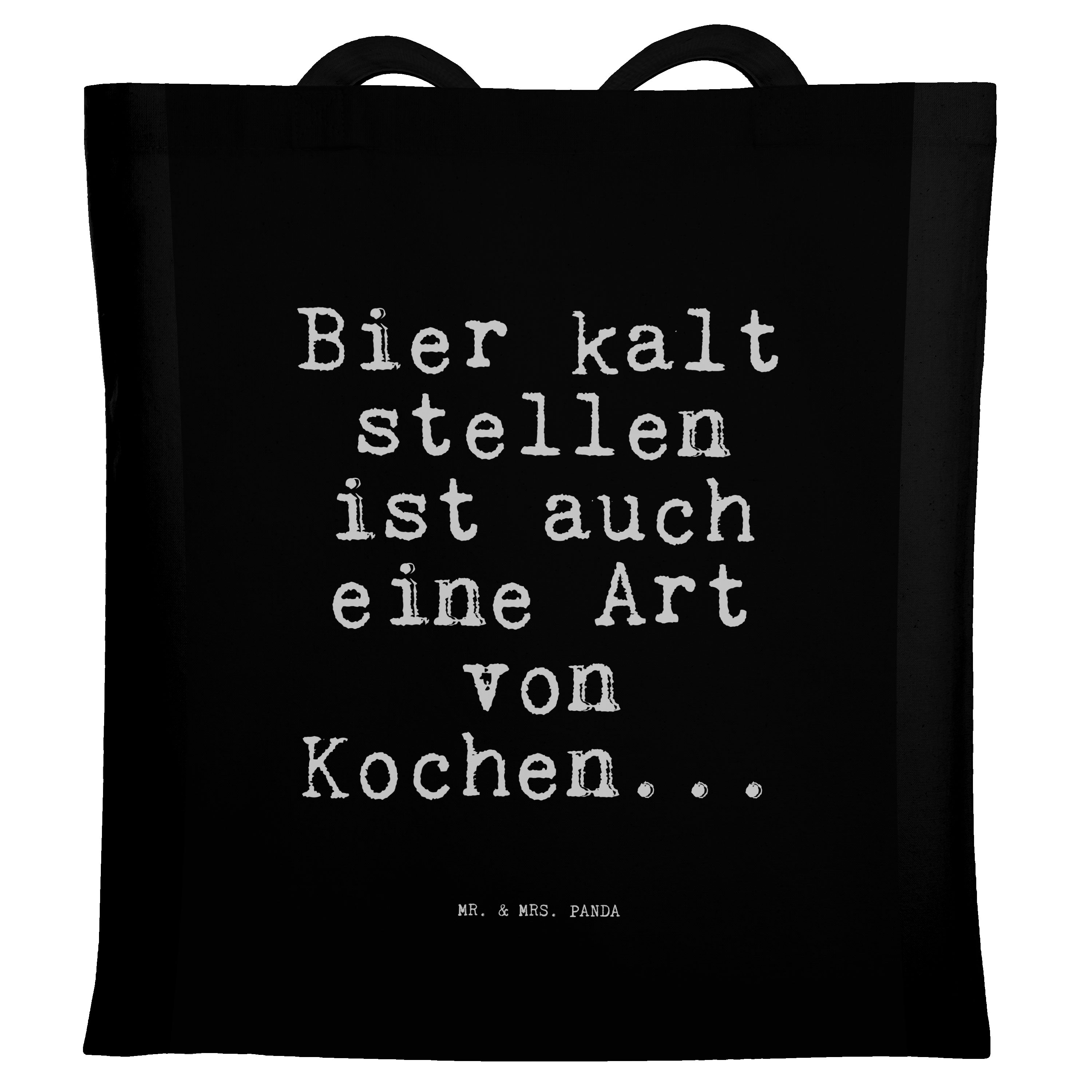 Bier Tragetasche Panda Spruch, Mann, kalt ist... & (1-tlg) Geschenk, Weisheit - Mr. - Schwarz Mrs. stellen