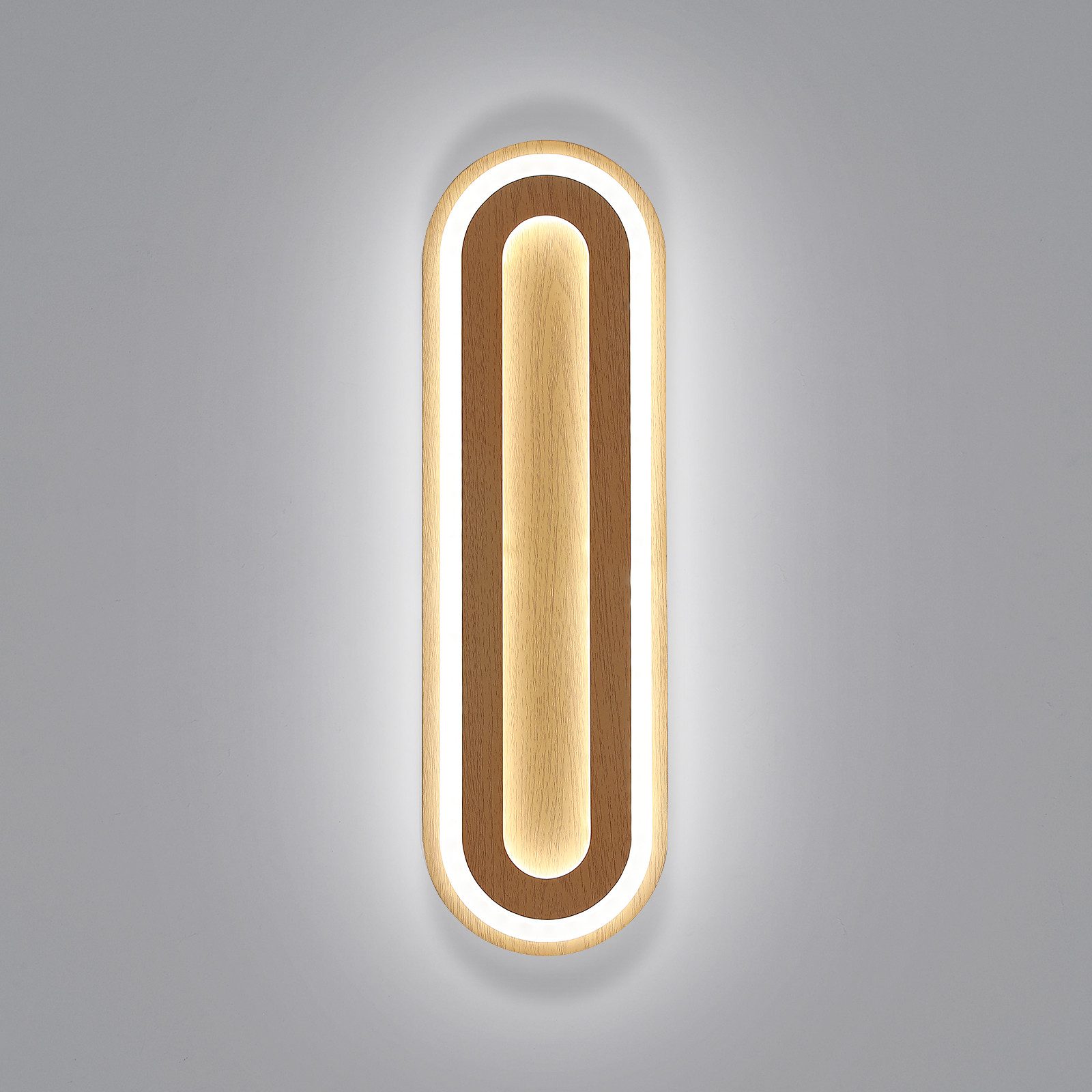 Goeco Wandleuchte LED Acryl Wandleuchte, Schlichte Holzmaserungsleuchte, LED fest integriert, Weißlicht, 40x12x5 cm, 6500K, 25W