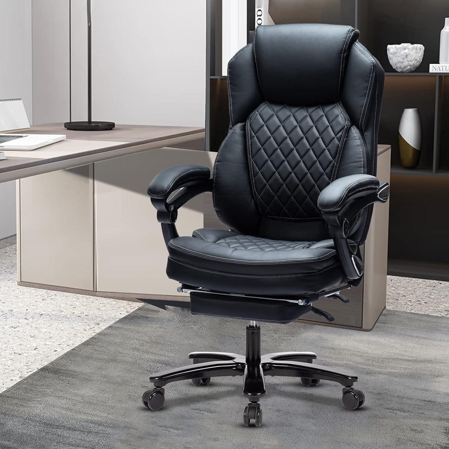 Bürostuhl Bürostuhl 250kg Belastbarkeit Ergonomischer Chefsessel mit Fußstütze